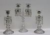 3 Baccarat Style Glass Candle Sticks.