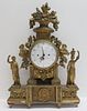 Antique Finely Carved Figural Giltwood Clock
