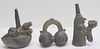 3 Blackware Pottery Whistles As/ Is
