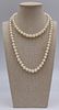 JEWELRY. 36" Single Strand 8mm Pearl Necklace.