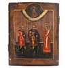 RUSSIAN ICON, 19TH CENTURY IMAGES OF SAINTS Oil on wood Conservation details 10.6 x 8.2" (27 x 21 cm)