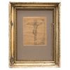 CLEOFAS ALMANZA (MEXICO, 1850 - 1915) BOCETO DE CRISTO CRUCIFICADO Pencil on paper, Signed, Conservation details, 9 x 7" (23 x 18 cm)
