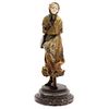 DESPUÉS DE DOMINIQUE ALONZO FRANCE, 20TH CENTURY WOMAN WITH GUITAR Ivory carving with gilt bronze casting 8.8" (22.5 cm)