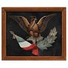 REPUBLICAN EAGLE, MEXICO, 20TH CENTURY, Featherwork, Conservation details 7.4 x 9.4" (19 x 24 cm)