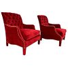 Pair of English Style Armchairs with Tufted Backs