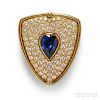 18kt Gold, Sapphire, Onyx, and Diamond Clip Brooch, Carvin French