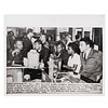 [CIVIL RIGHTS]. Press photograph of African American Freedom Riders having breakfast at a newly integrated bus station's lunch counter. Montgomery, AL