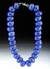 19th C. African Glass Trade Bead Necklace - Cobalt Blue