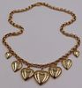 JEWELRY. Signed Italian 14kt Gold Heart Necklace.