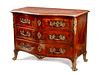 A Regence Gilt Bronze Mounted Parquetry Marble-Top Commode
