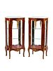 A Pair of Louis XV Style Gilt Bronze Mounted Marble-Top Vitrine Cabinets