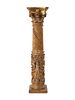 A Neoclassical Gilt and Polychrome Decorated Carved Wood Column