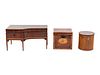 A George III Mahogany Piano-Form Box and Two Tea Caddies