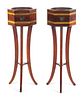 A Pair of Regency Brass Banded Mahogany Jardiniere Stands