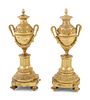 A Pair of English Gilt Brass Cassolettes in the Manner of Matthew Boulton