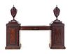 An Edwardian Carved and Figured Mahogany Double Pedestal Sideboard and a Pair of Urn-Form Cutlery Boxes