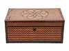 An English Satinwood, Mahogany and Marquetry Casket