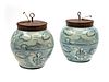 A Pair of Chinese Export Iron Mounted Porcelain Jars