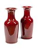 A Pair of Chinese Export Copper Red Glazed Porcelain Vases