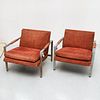 Milo Baughman, pair chrome lounge chairs