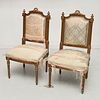 Pair antique Louis XVI style side chairs