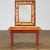 Emile Galle style wood inlaid console/mirror