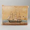 Folk Art whaling ship relief painting