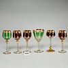 (6) Moser (attrib) Bohemian glass wine goblets