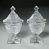 Pair Anglo-Irish style cut glass sweet meat urns