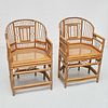 Pair Chinese Export bamboo armchairs