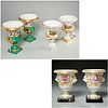 (3) pairs Continental gilt porcelain campana urns