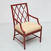 McGuire red painted bamboo armchair