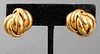 Vintage 18K Yellow Gold Knot Clip Earrings
