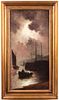 Continental School "Boats in the Moonlight" Oil
