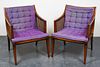 Mid-Century Modern Caned Armchairs, Pair