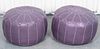 Modern Purple Leather Upholstered Ottomans, Pair