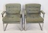 Midcentury Pair Of Chrome Upholstered Chairs.