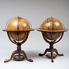 Pair of George III Adams & Company Mahogany Terrestrial and Celestial Globes on Later Bases