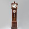 Late Regency Brass-Inlaid Mahogany Tall-Case Clock with Barometer and Thermometer, Irish