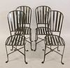 4 Vintage Italian Polished Steel Chairs