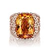 NATURAL IMPERIAL TOPAZ AND DIAMOND RING
