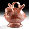Calima Redware Twin-Spouted Alcarraza - Bird Form