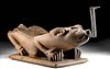 19th C. Thai Wood Coconut Grater - Crouching Dog