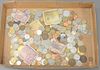 Tray Lot of Foreign Coin and Currency.