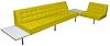 George Nelson for Herman Miller Two-Part Sectional Sofa, with tables, having steel frame, yellow vinyl upholstery, height 27 inches, 136" x 60".