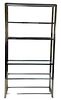 Chrome, Brass, and Glass Etagere, Jansen style, having six glass shelves, possibly Renato Zevi or Karl Springer, height 80 inches, width 41 1/2 inches