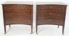 Pair of Century Wellington Court Three-Drawer Chests or Night Stands, mahogany inlaid with concave fronts, height 30 inches, width 32 inches, depth 21