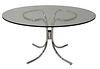 Round Glass Top Kitchen Table, with chrome base, height 28 inches, diameter 55 inch.