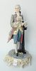 Large Capodimonte Porcelain Figure, of a man holding gloves, stand on a round base with flowers, height 19 inches. Provenance: The Estate of Alina Roi