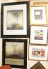 Group of Seven Contemporary Paintings to include J. Magee, watercolor, store front; Bennie Birkert?, abstract watercolor; Mary Schaefer Reynolds, "Flo